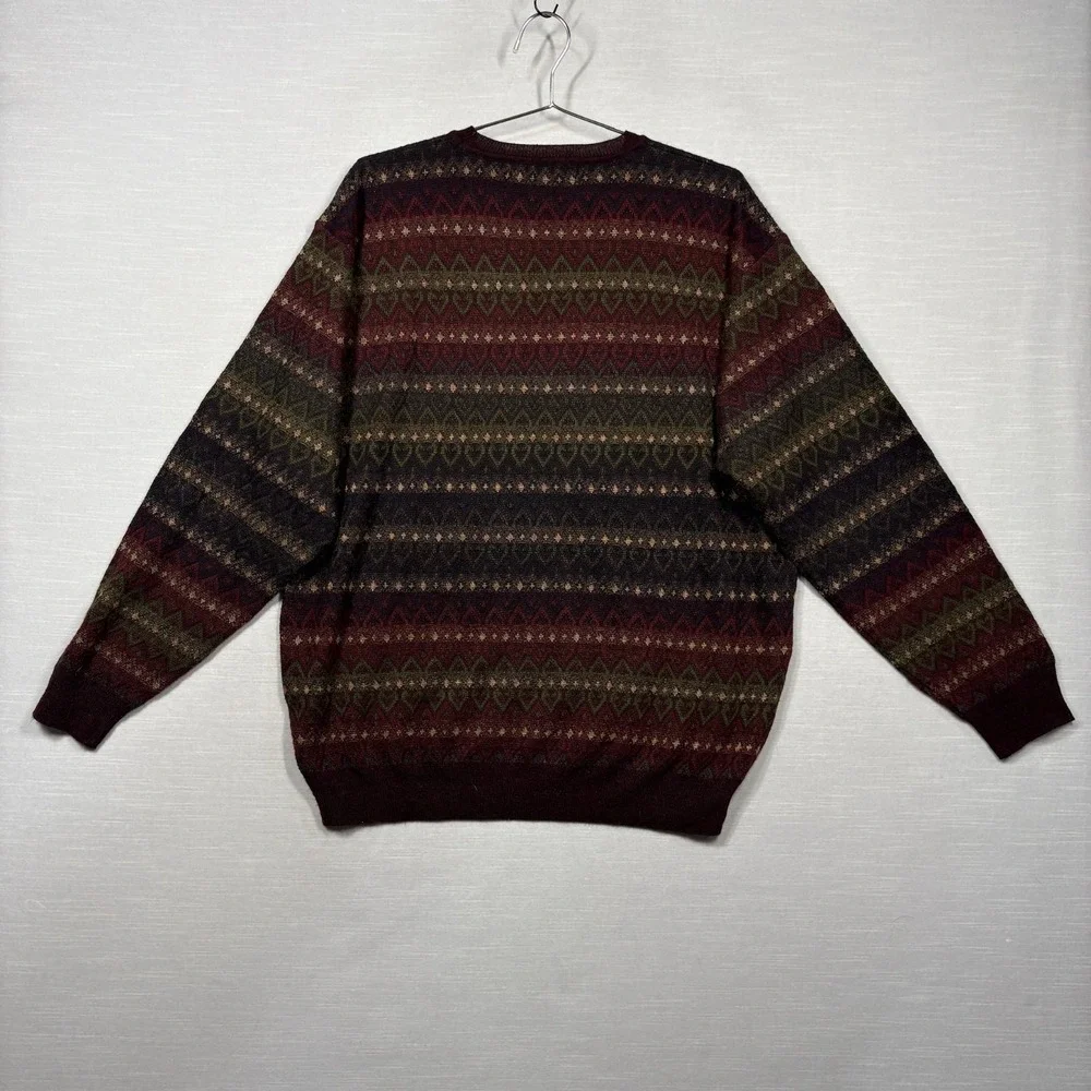 Northern Isles Sweater Men L Geometric Nordic Heart Pattern